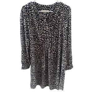 Women’s LOFT Long Sleeve Midi Black/White Dress Size Small